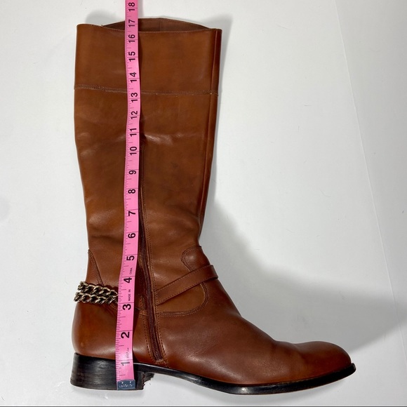 VIA SPIGA Brown Leather Riding Boots Chain Detail - Picture 11 of 13